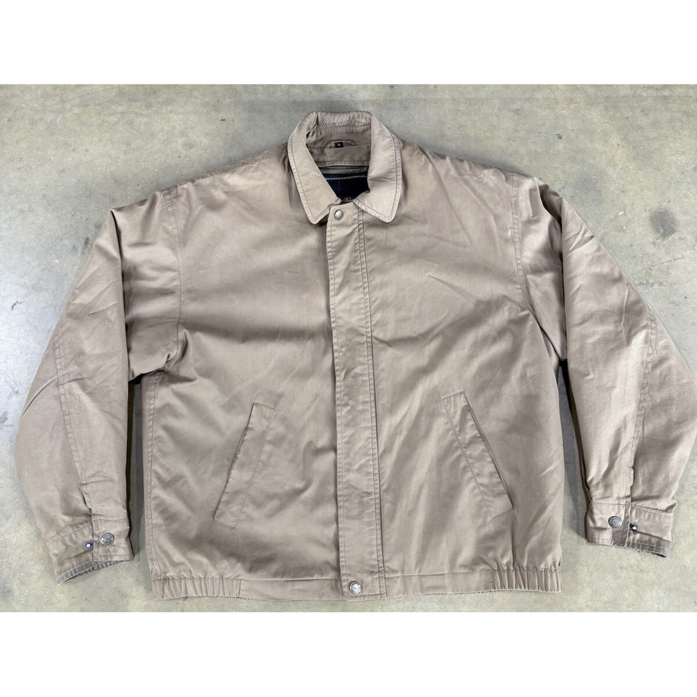 Brooks Brothers Jacket Mens Medium Brown Full Zip Bomber Harrington Plaid Lined